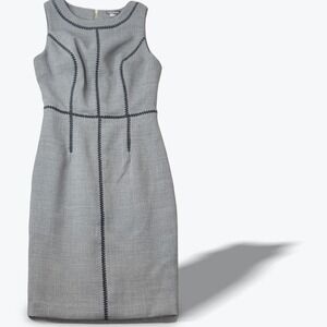 Club Monaco Vienna Dress Gray Sleeveless Sheath with Black Contrast. Size 0
